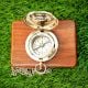 Antique Brass Pocket Compass with Chain